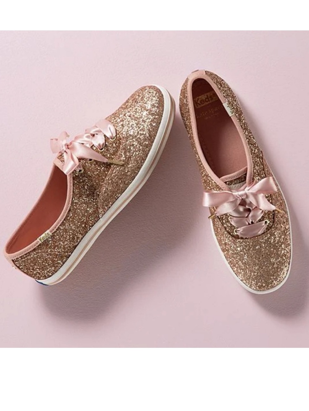 Kate Spade Keds Rose Gold Glitter Sparkle Women’s Sneakers Shoes NWOT Size 10
